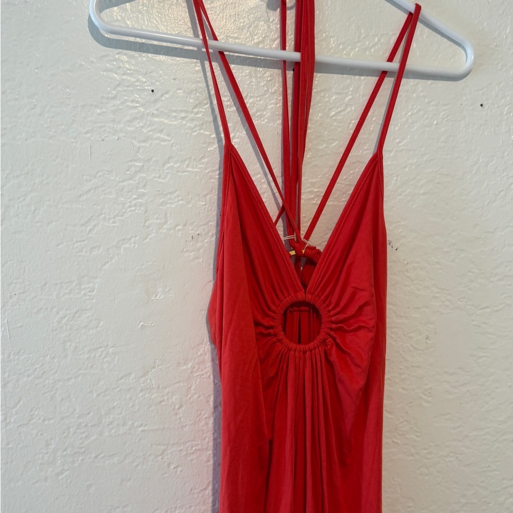 Michelle Jonas Keyhole O Ring halter Maxi Dress 
in Orange - Picture 6 of 11